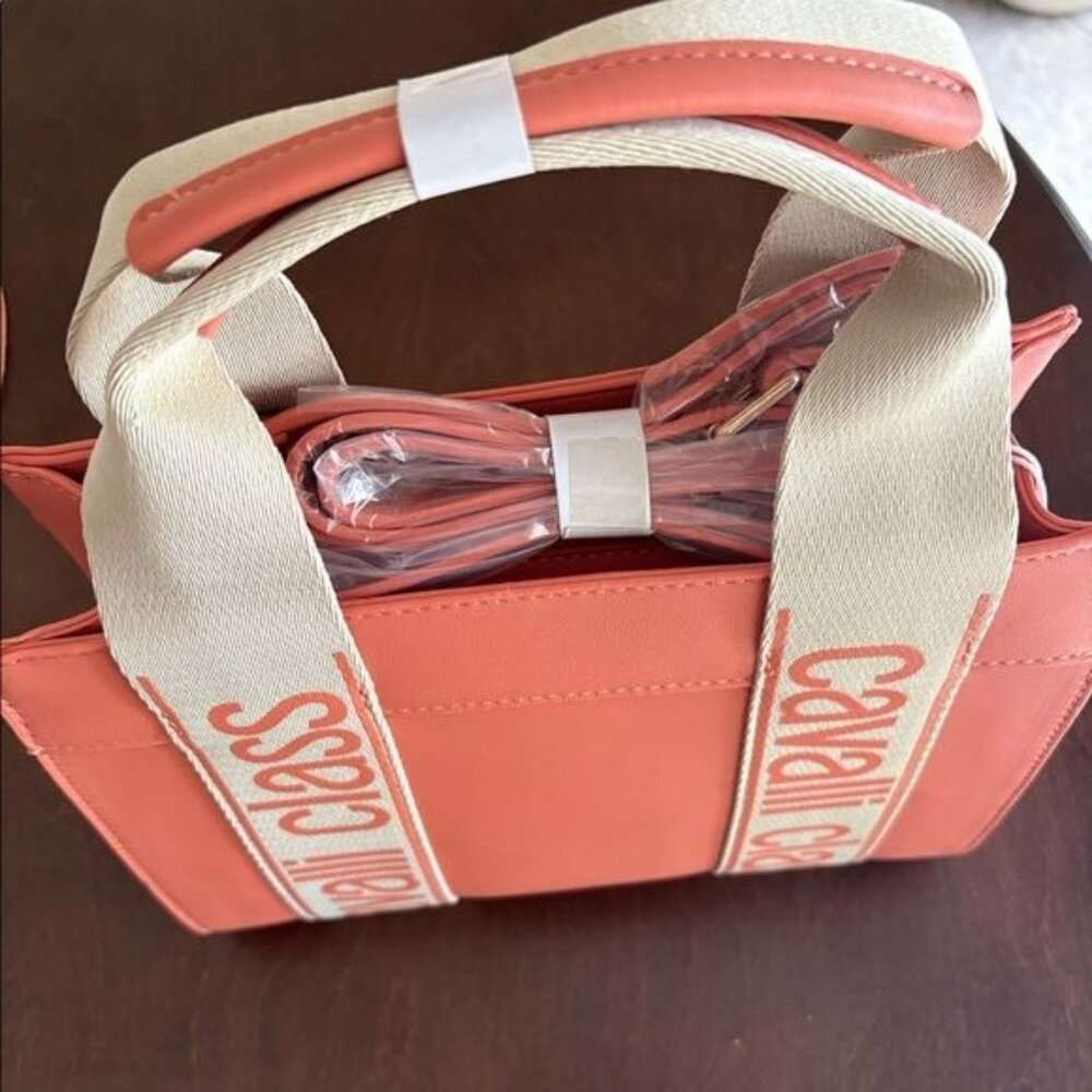 Cavalli Class Coral Haze Handbag With Adjustable Strap & Canvas Handles Designer - Picture 6 of 6